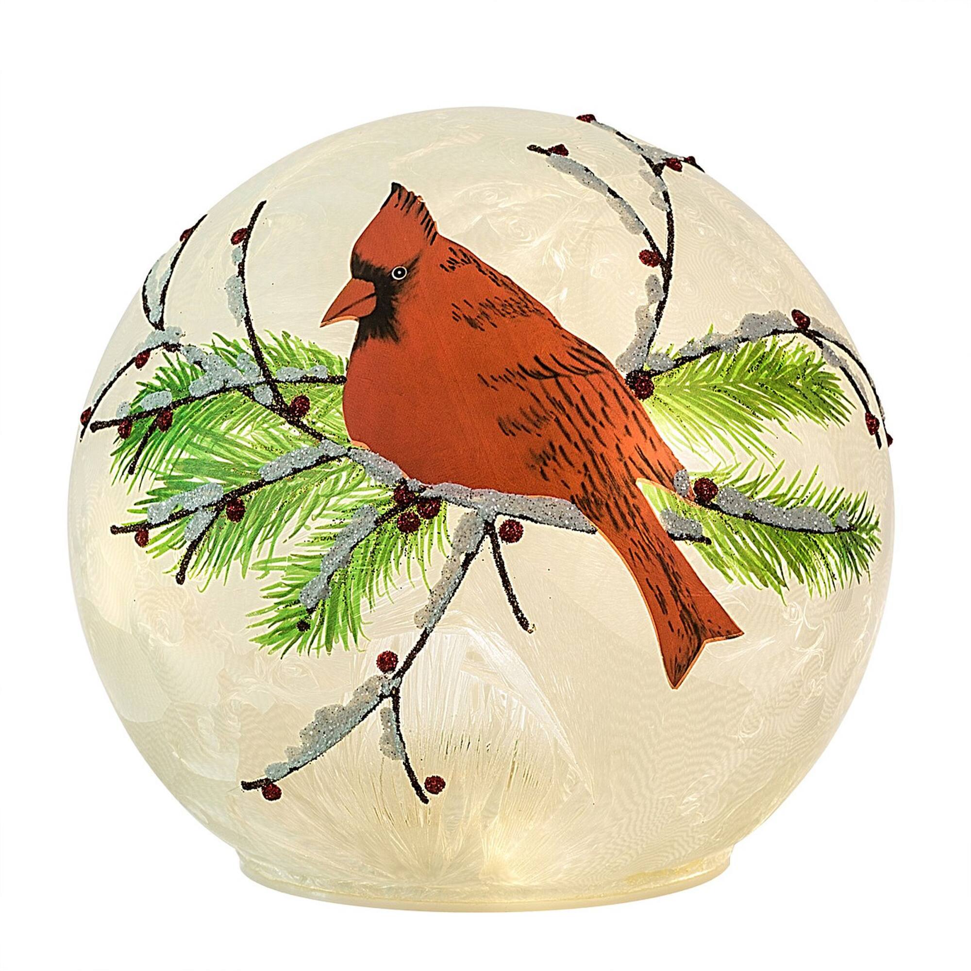Haute Decor 6" Lighted Cardinal Christmas Globe